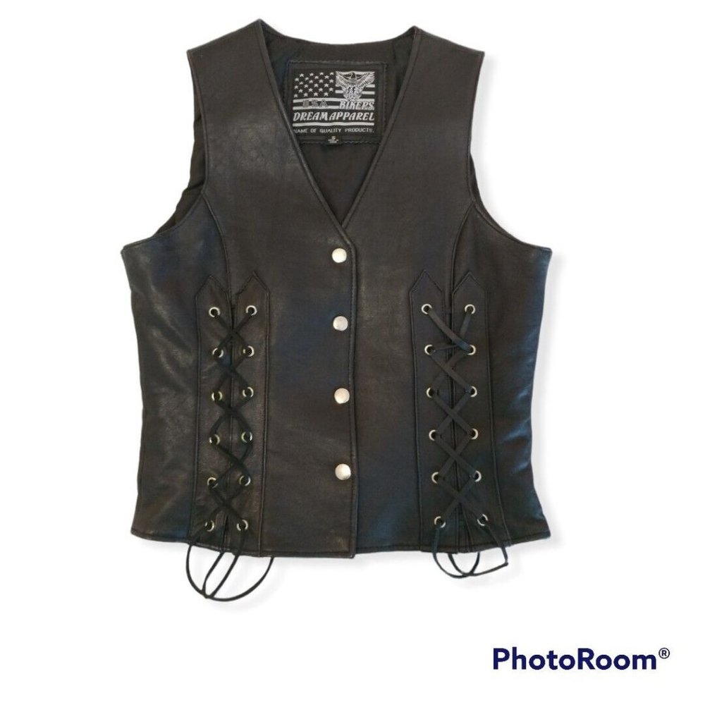 Women's Small S USA Bikers Dream Apparel Leather Vest Very Soft